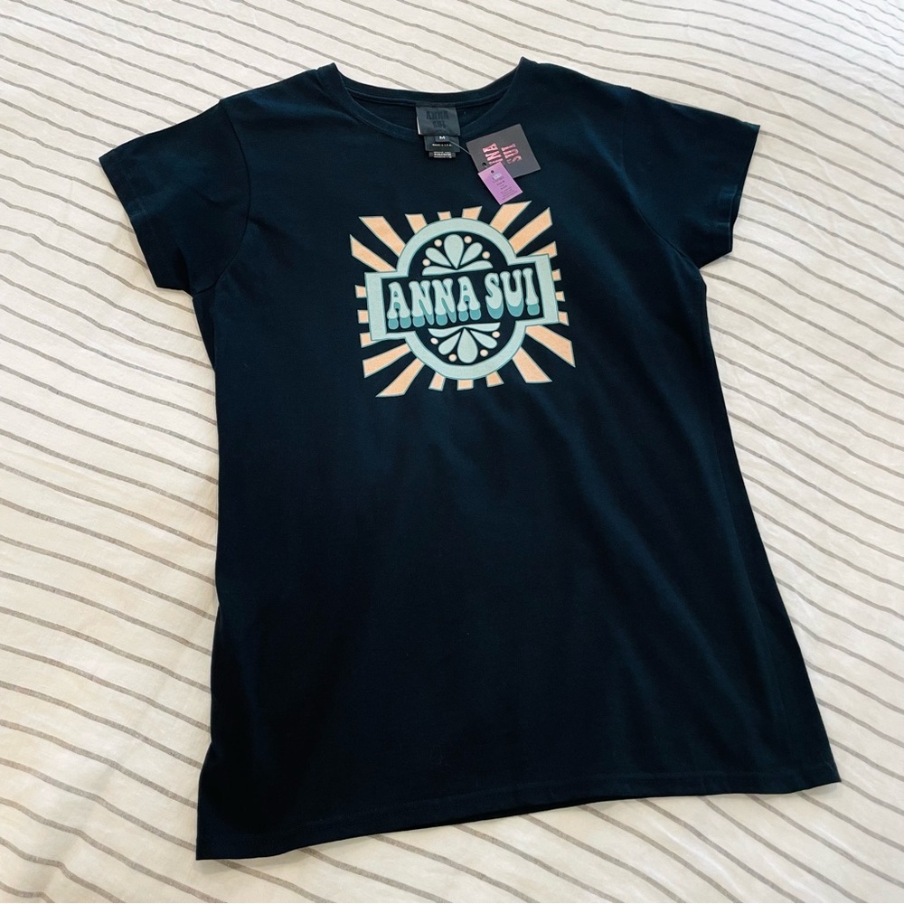Anna Sui Black Logo T‎ shirt M